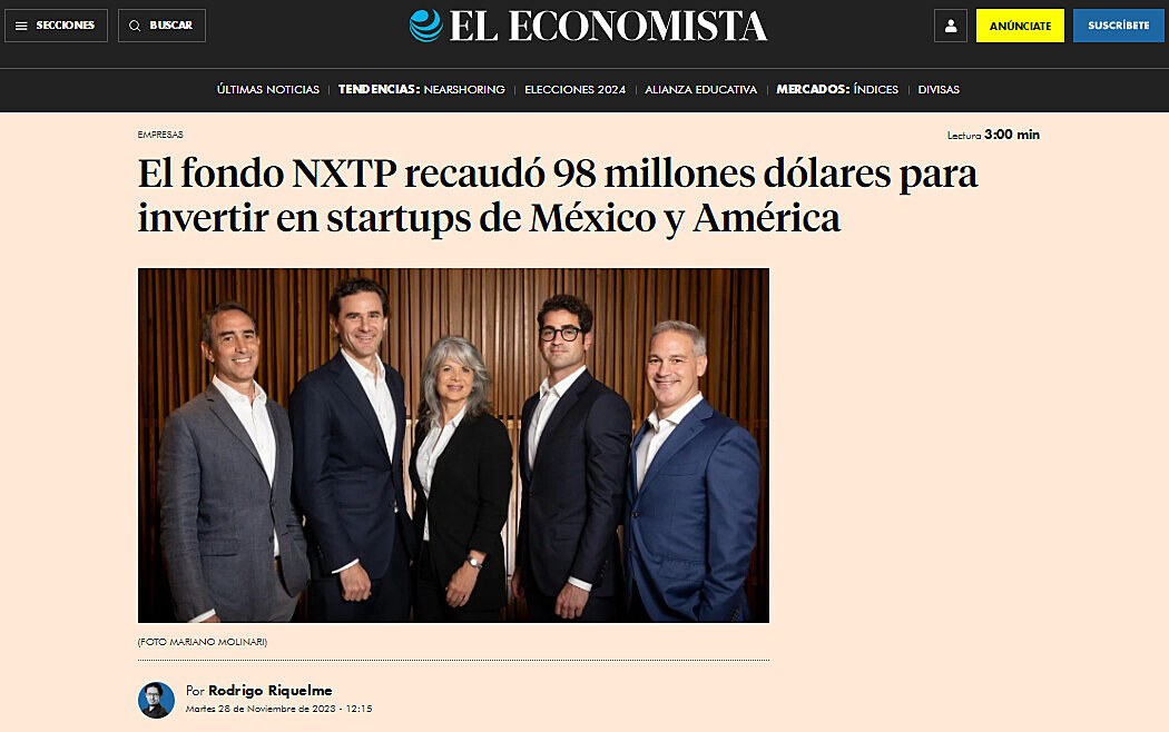 El fondo NXTP recaudó 98 millones dólares para invertir en startups de México y América